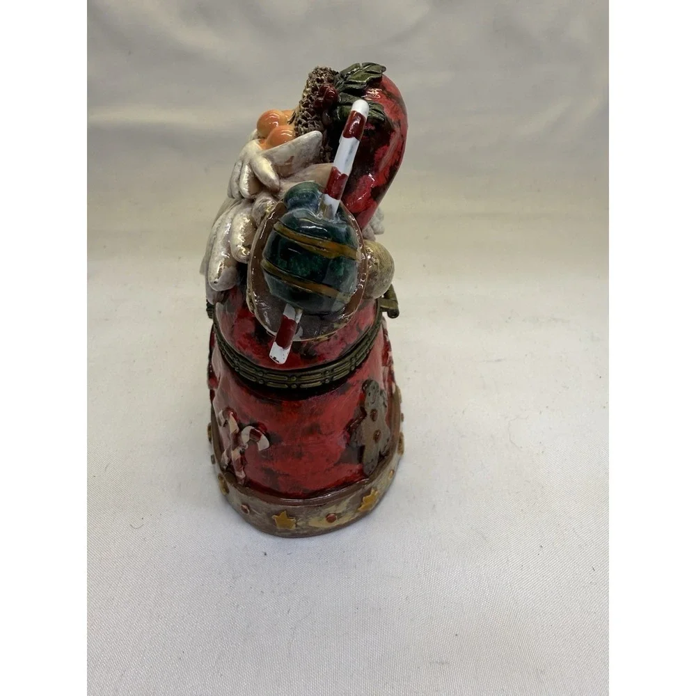 Santa Claus Trinket Box Hand-Painted Ceramic Hinged Christmas Figurine